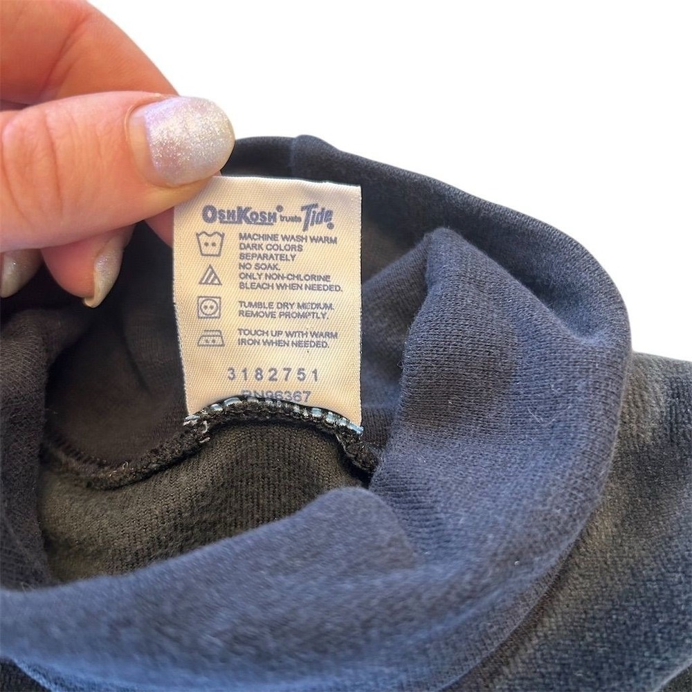 OshKosh Velour Turtleneck Top Kids 4T Black Vintage Floral Heart Made in USA - Picture 6 of 6